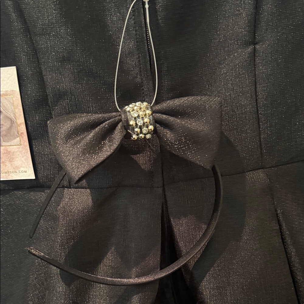 Jessica Simpson Black Formal Kids Dress with Bow - Picture 3 of 3